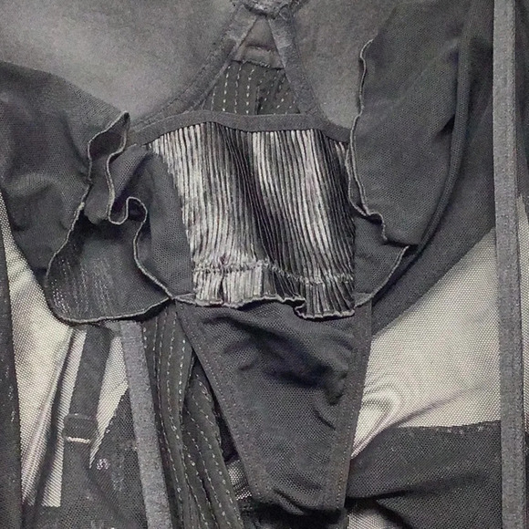 Rosset Mesh & Sequence Underwire Padded Bustier Lingerie W/Straps & Thong - Picture 5 of 9